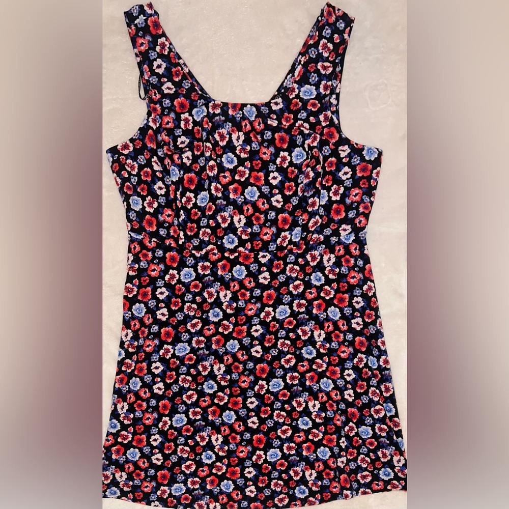 Forever 21 Black Dress with Red and Blue Floral Print